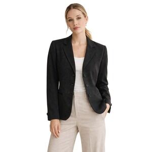 Loft Pinstripe Blazer Womens Size 6 Black White Y2K Office Minimalist Teacher